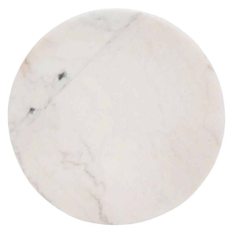 Marble and Walnut Round Mari Accent Table