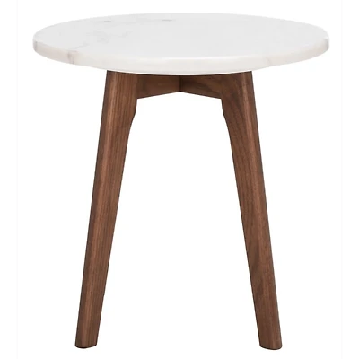 Marble and Walnut Round Mari Accent Table