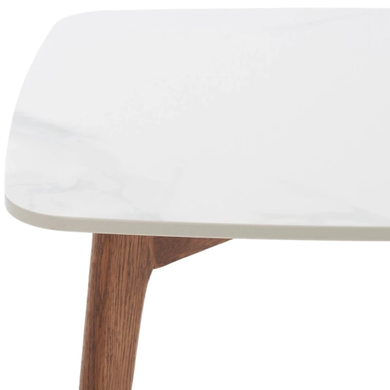 Square Ceramic Marble & Walnut Karin Accent Table