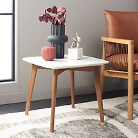 Square Ceramic Marble & Walnut Karin Accent Table