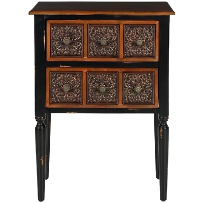 Distressed Wood Cindie 2-Drawer Accent Table
