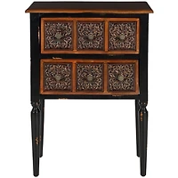 Distressed Wood Cindie 2-Drawer Accent Table