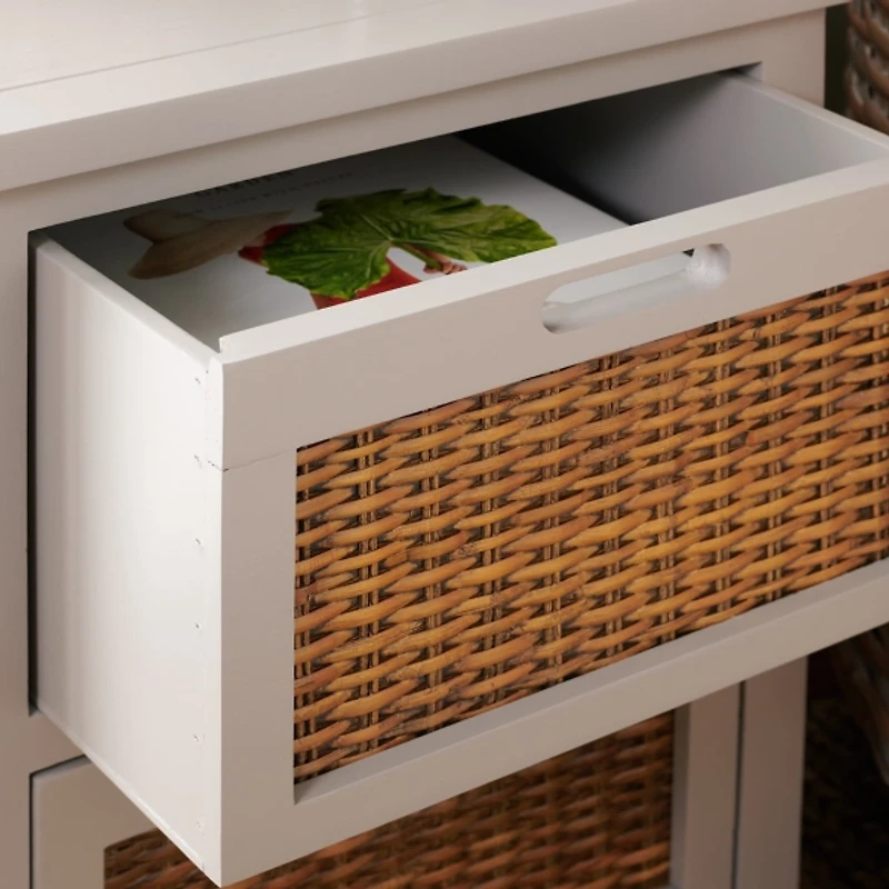 Wood Woven Viola 2-Drawer End Table