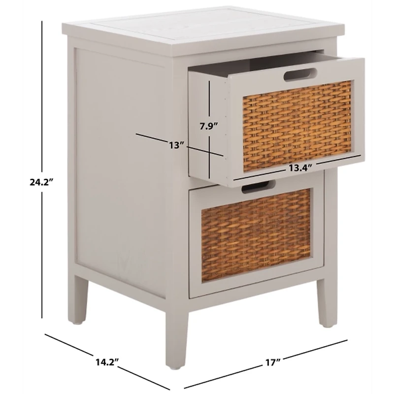 Wood Woven Viola 2-Drawer End Table