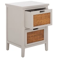 Wood Woven Viola 2-Drawer End Table