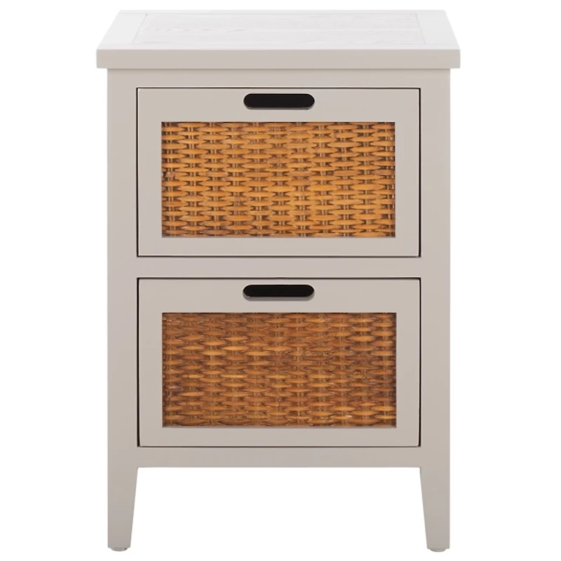 Wood Woven Viola 2-Drawer End Table