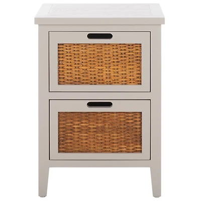Wood Woven Viola 2-Drawer End Table