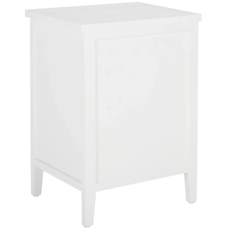 White Wood Woven Viola 2-Drawer End Table