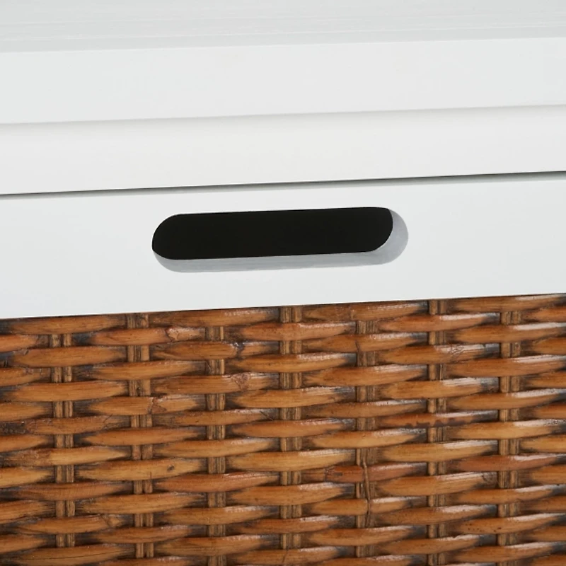 White Wood Woven Viola 2-Drawer End Table