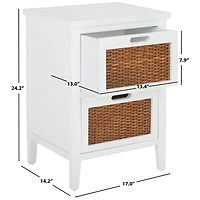 White Wood Woven Viola 2-Drawer End Table