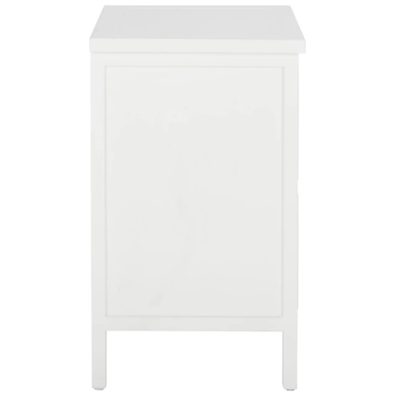White Wood Woven Viola 2-Drawer End Table