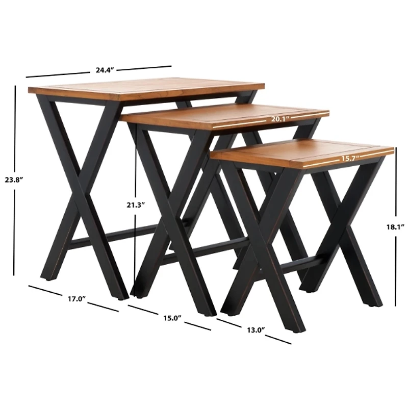 Brown Elm Loretta Nesting End Tables, Set of 3