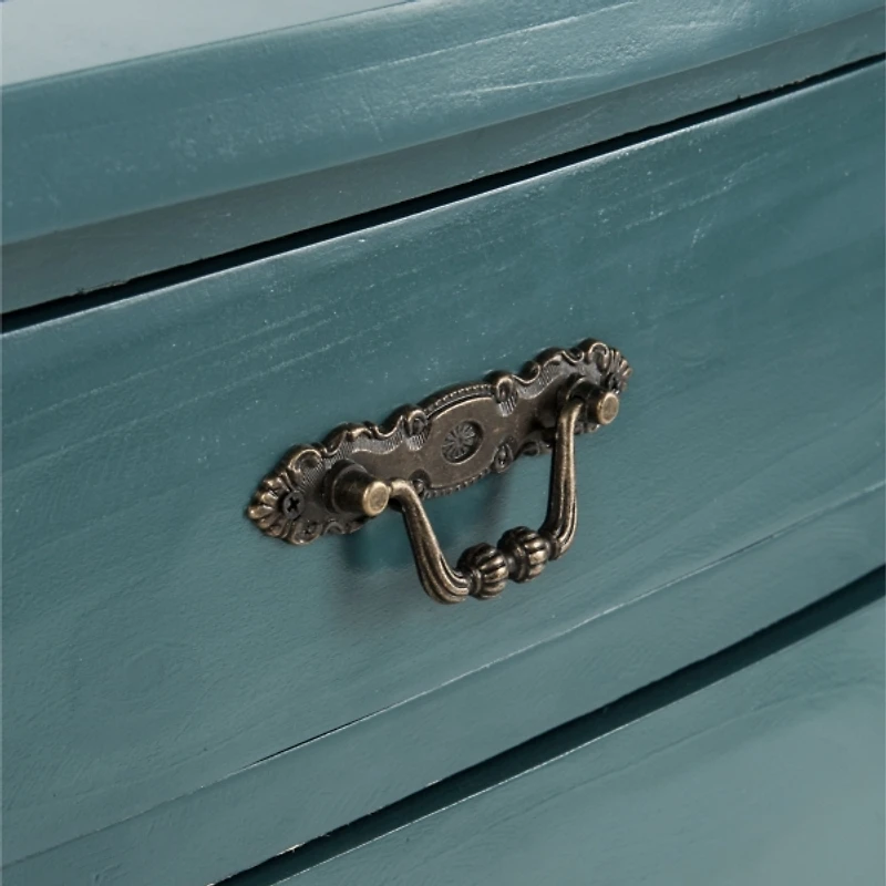 Teal Wood Madelyn 2-Drawer End Table