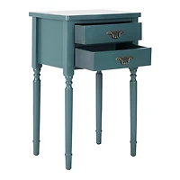 Teal Wood Madelyn 2-Drawer End Table