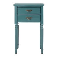 Teal Wood Madelyn 2-Drawer End Table