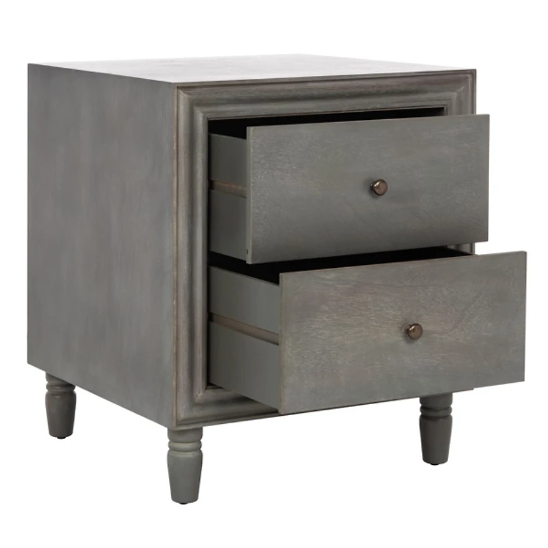 Ash Gray Wood Polly 2-Drawer End Table