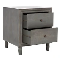 Ash Gray Wood Polly 2-Drawer End Table