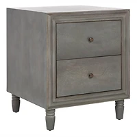 Ash Gray Wood Polly 2-Drawer End Table