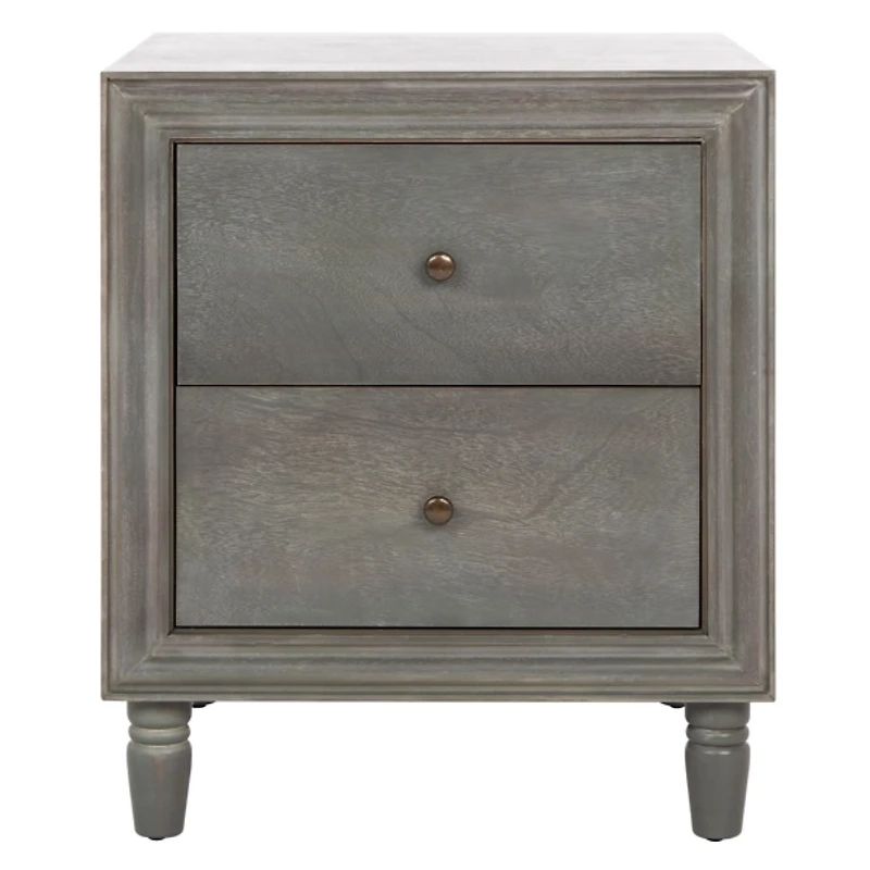 Ash Gray Wood Polly 2-Drawer End Table