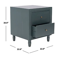 Teal Wood Polly 2-Drawer End Table