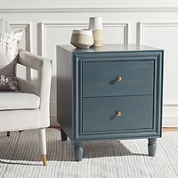 Teal Wood Polly 2-Drawer End Table