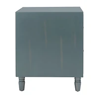 Teal Wood Polly 2-Drawer End Table