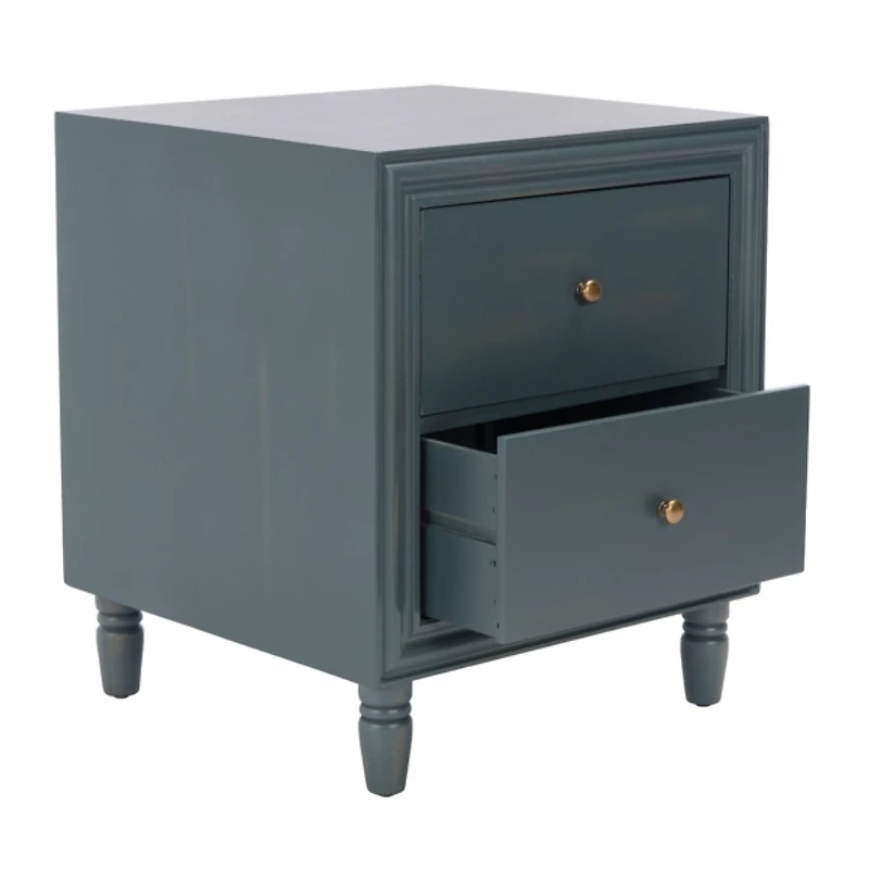 Teal Wood Polly 2-Drawer End Table