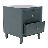 Teal Wood Polly 2-Drawer End Table