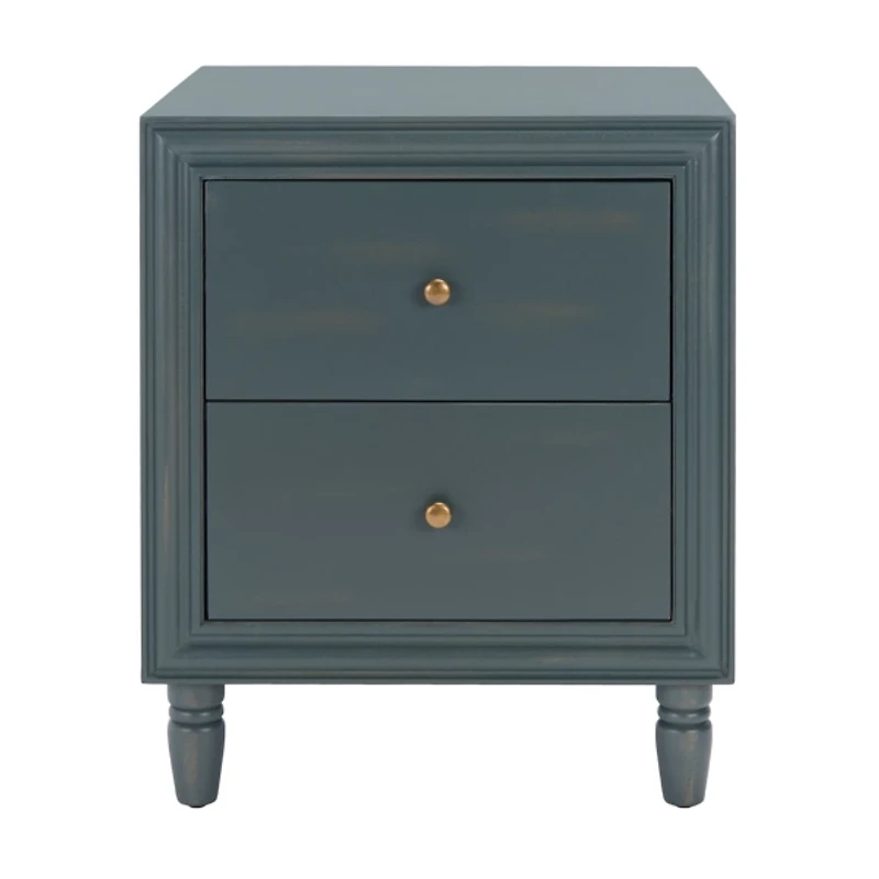 Teal Wood Polly 2-Drawer End Table