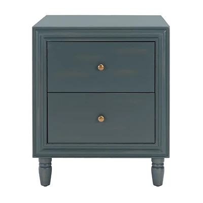Teal Wood Polly 2-Drawer End Table