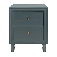 Teal Wood Polly 2-Drawer End Table