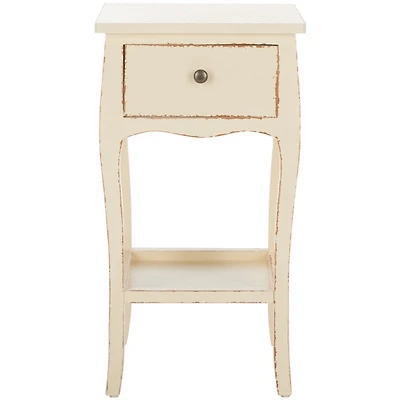 Vintage Cream Wood Frieda End Table