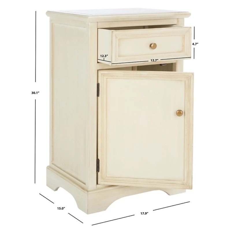 Cream Wood Mita Storage End Table