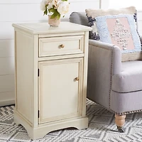 Cream Wood Mita Storage End Table