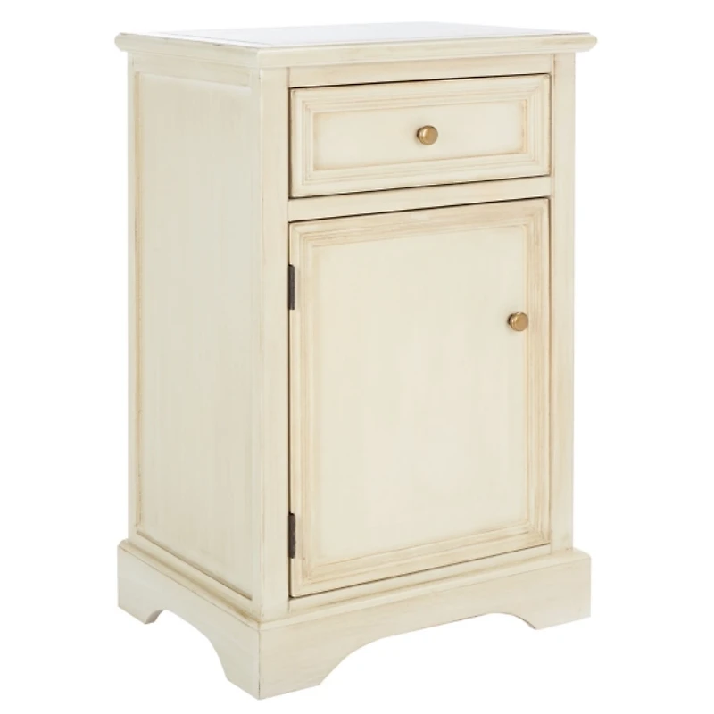 Cream Wood Mita Storage End Table