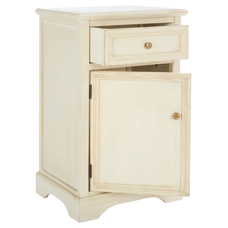 Cream Wood Mita Storage End Table