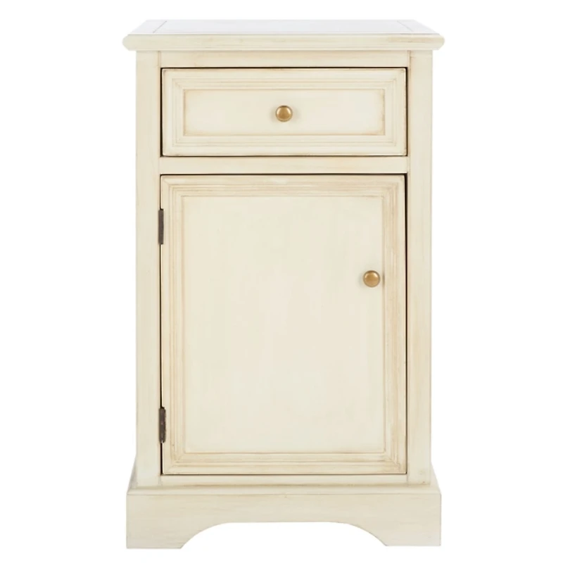 Cream Wood Mita Storage End Table