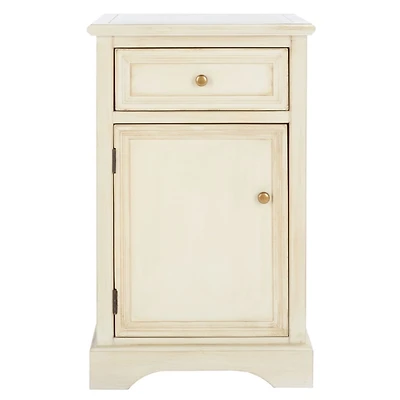 Cream Wood Mita Storage End Table