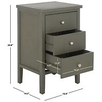 Ash Gray Wood 3-Drawer Denise End Table