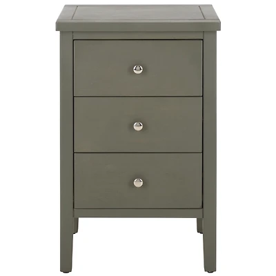 Ash Gray Wood 3-Drawer Denise End Table