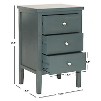 Teal Wood 3-Drawer Denise End Table