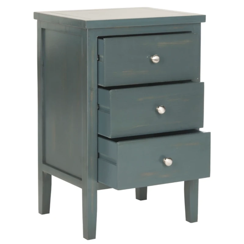 Teal Wood 3-Drawer Denise End Table