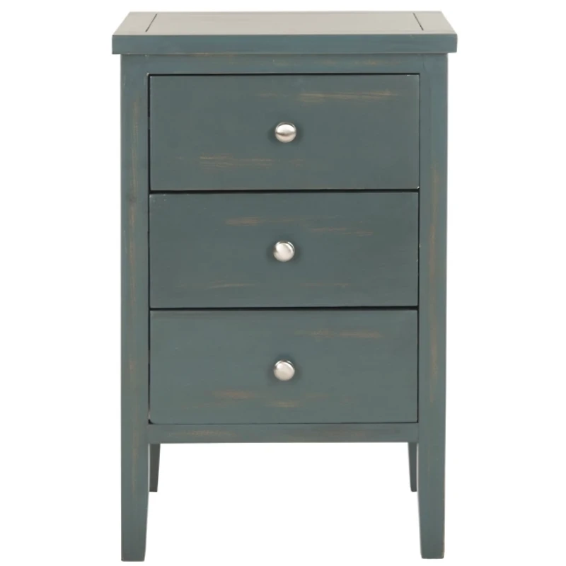 Teal Wood 3-Drawer Denise End Table