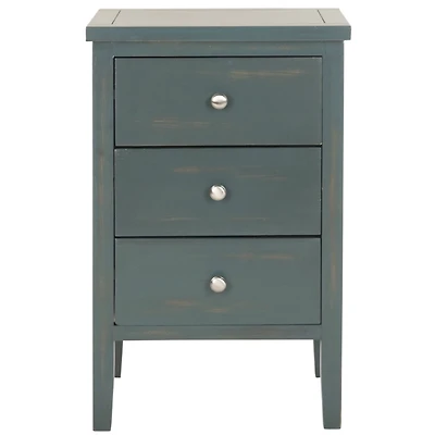 Teal Wood 3-Drawer Denise End Table