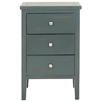 Teal Wood 3-Drawer Denise End Table