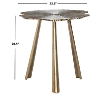 Brass Metal Leaf Mabelle Accent Table