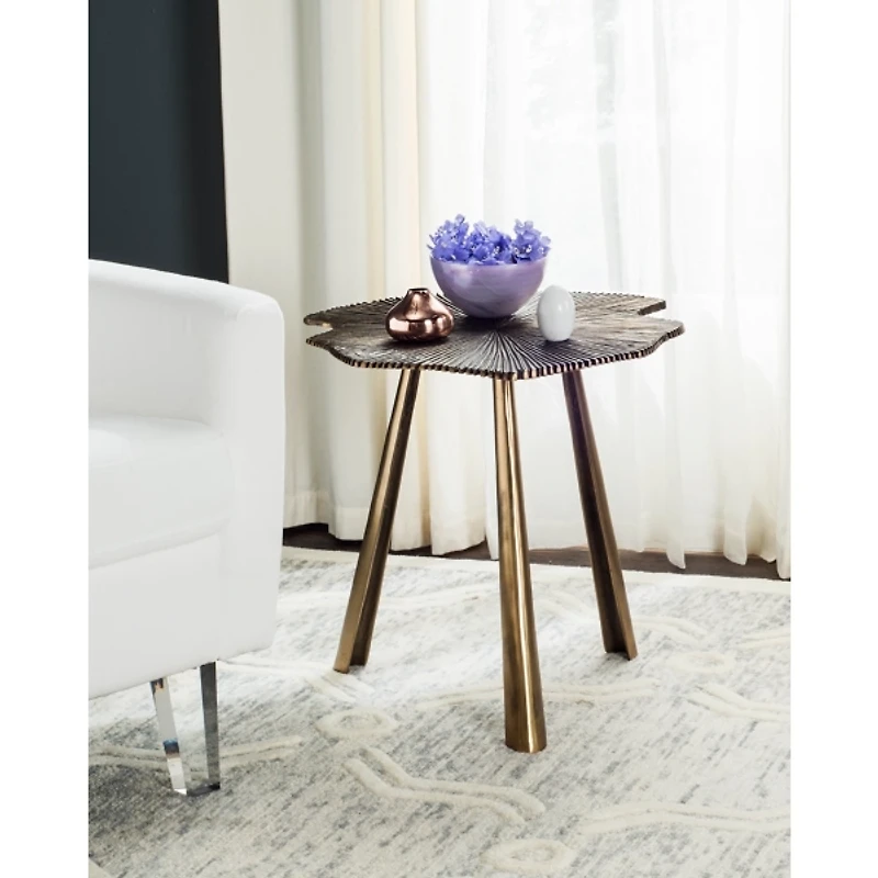 Brass Metal Leaf Mabelle Accent Table
