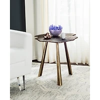 Brass Metal Leaf Mabelle Accent Table