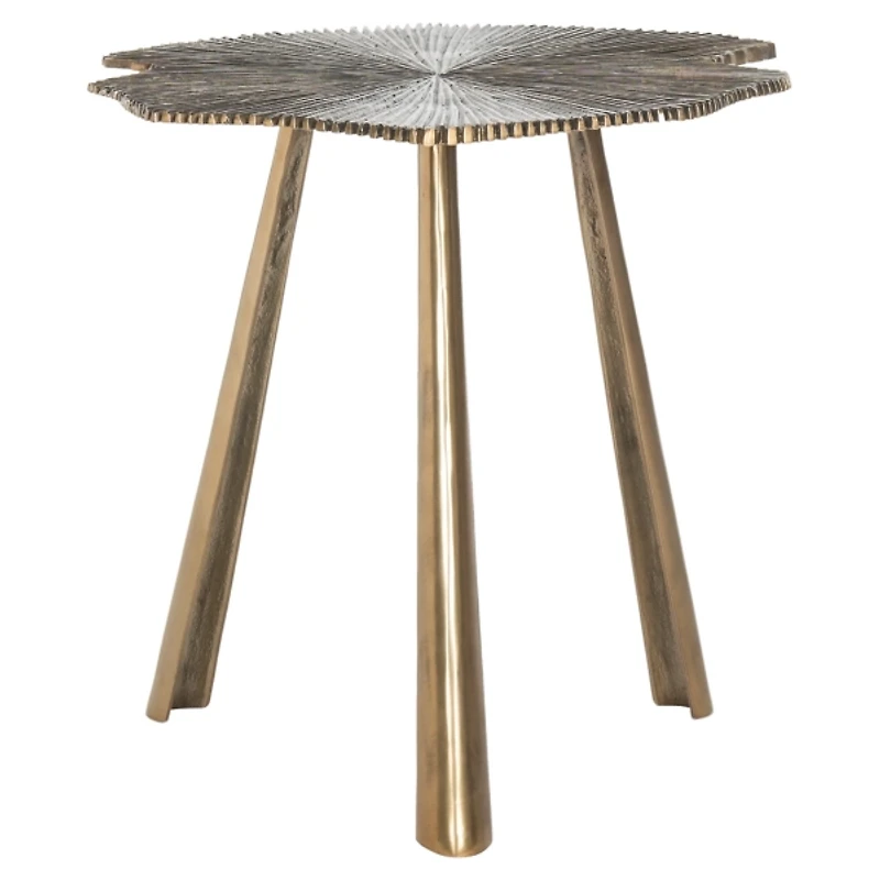 Brass Metal Leaf Mabelle Accent Table