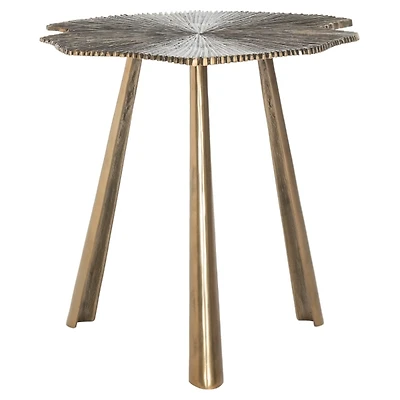 Brass Metal Leaf Mabelle Accent Table